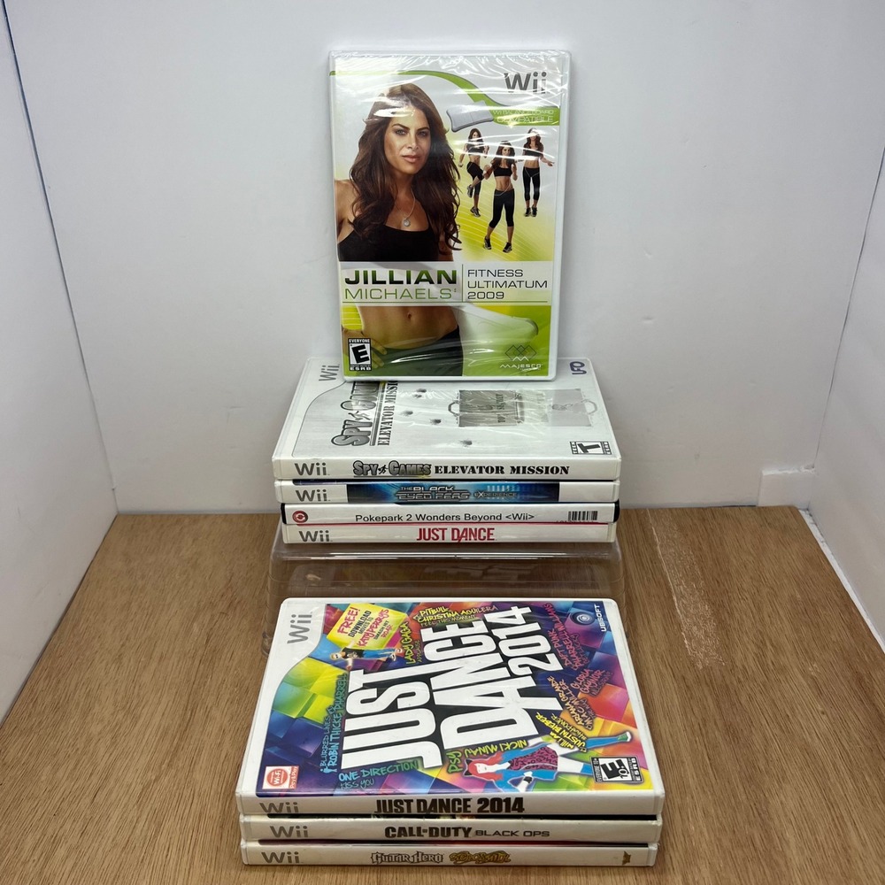 Nintendo Wii Game Lot Jillian Michaels Sealed Pokepark 2 Just Dance COD Cases